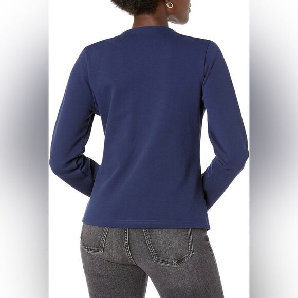 Women’s Long Sleeve Knit Moto Jacket In Navy Size XS - Picture 2 of 5